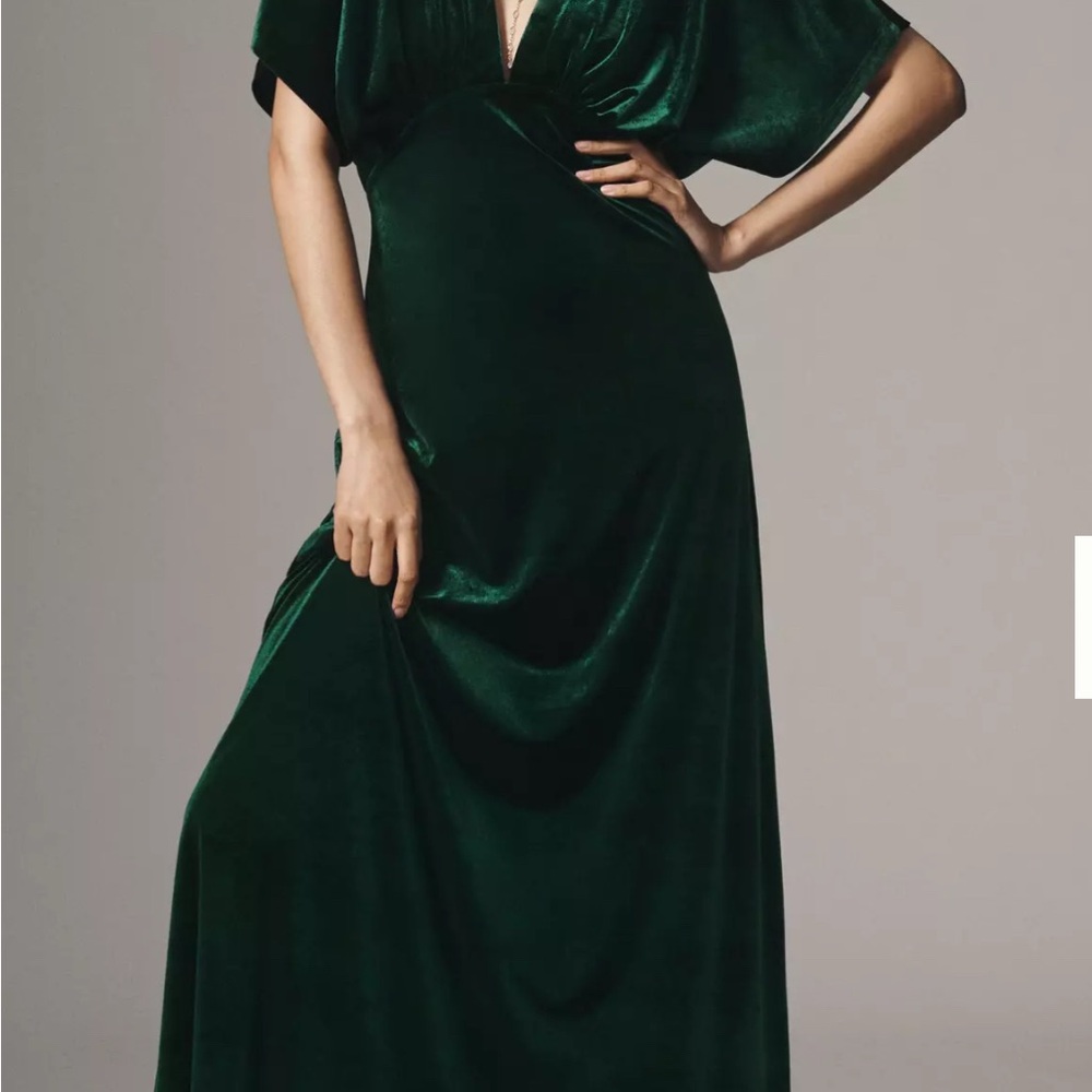 BHLDN Amelia Deep V Stretch Velvet dress